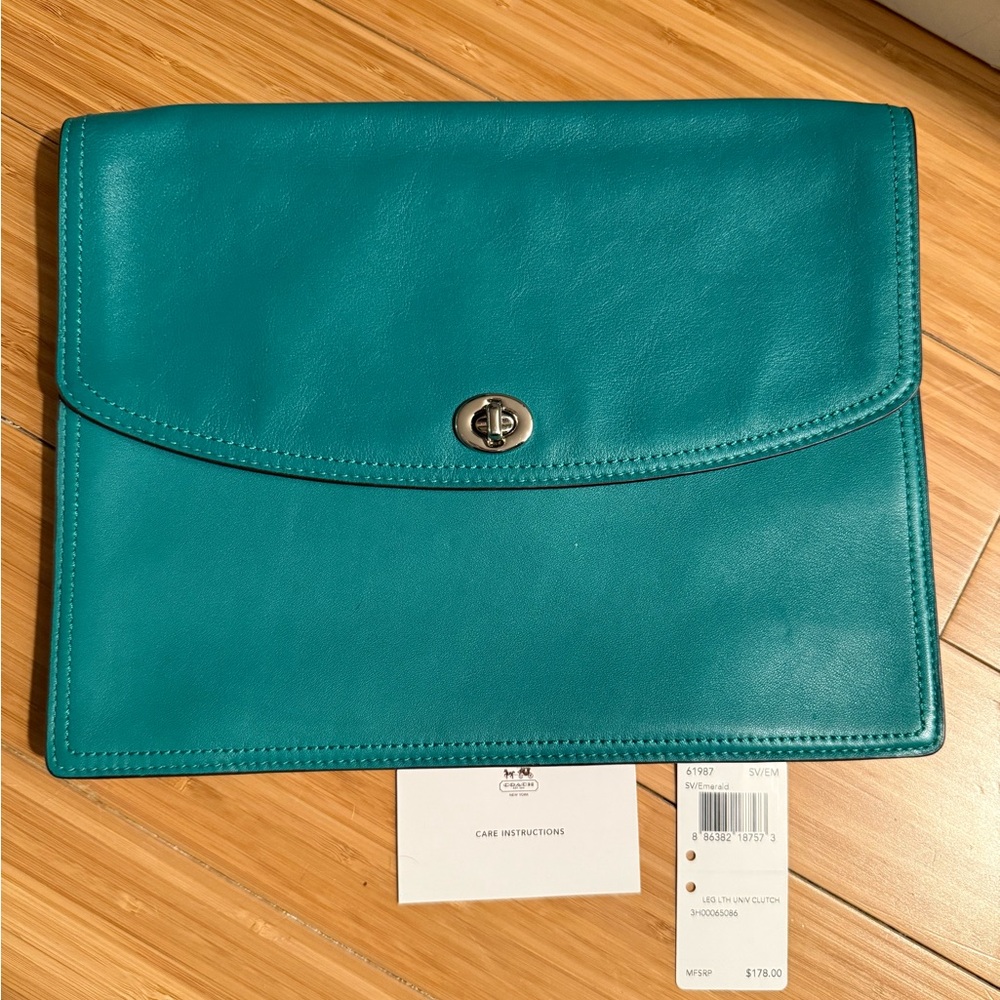 Coach Emerald Green Leather Clutch